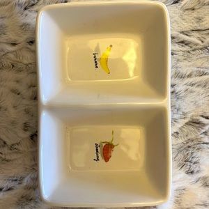 Rae dunn BN Strawberry/ banana π divided ceramic holder